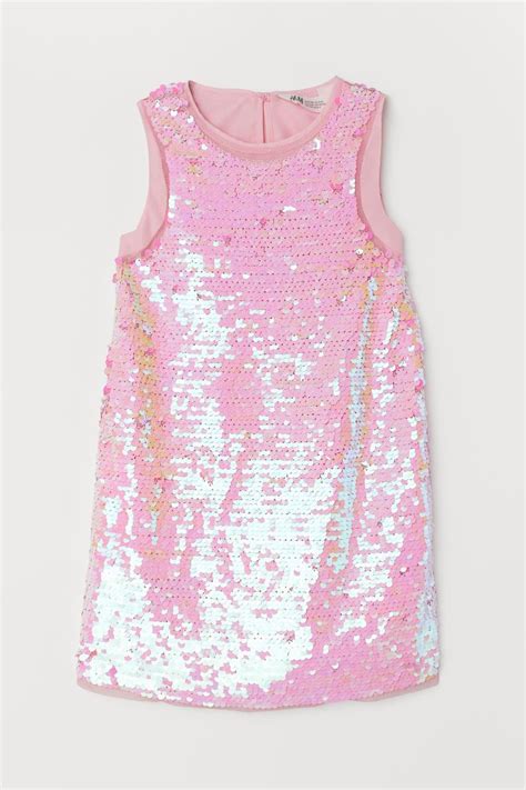 vestito paillettes h&m rosa